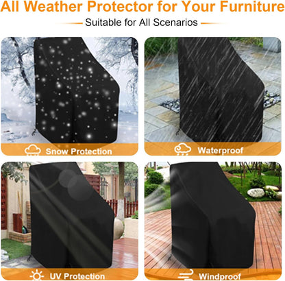 Waterproof Stacking Chair Covers for Outdoor Furniture, All-Weather Heavy-Duty 210D Oxford Fabric, Fits 25"x25"x47" Patio Chairs (Black, 1 PC)