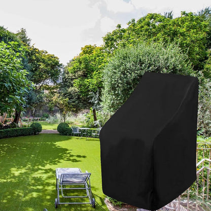 Waterproof Stacking Chair Covers for Outdoor Furniture, All-Weather Heavy-Duty 210D Oxford Fabric, Fits 25"x25"x47" Patio Chairs (Black, 1 PC)