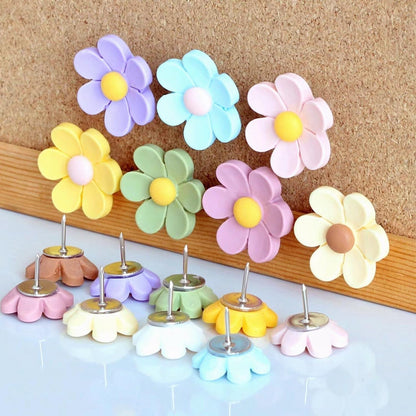 20 PCS Flower Push Pins, Thumb Tacks for Bulletin Board, Cork Board Thumbtacks, Flower Tacks for Map Cork Board Photo Display Office Home (Pink)