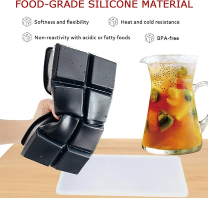 Premium Large Ice Cube Tray - Big 2-Inch Square Silicone Ice Cube Molds with Removable Lids - Food Grade, Reusable, BPA Free - Ideal for Cocktails, Whiskey, Fruit Juices and More (1-Pack)