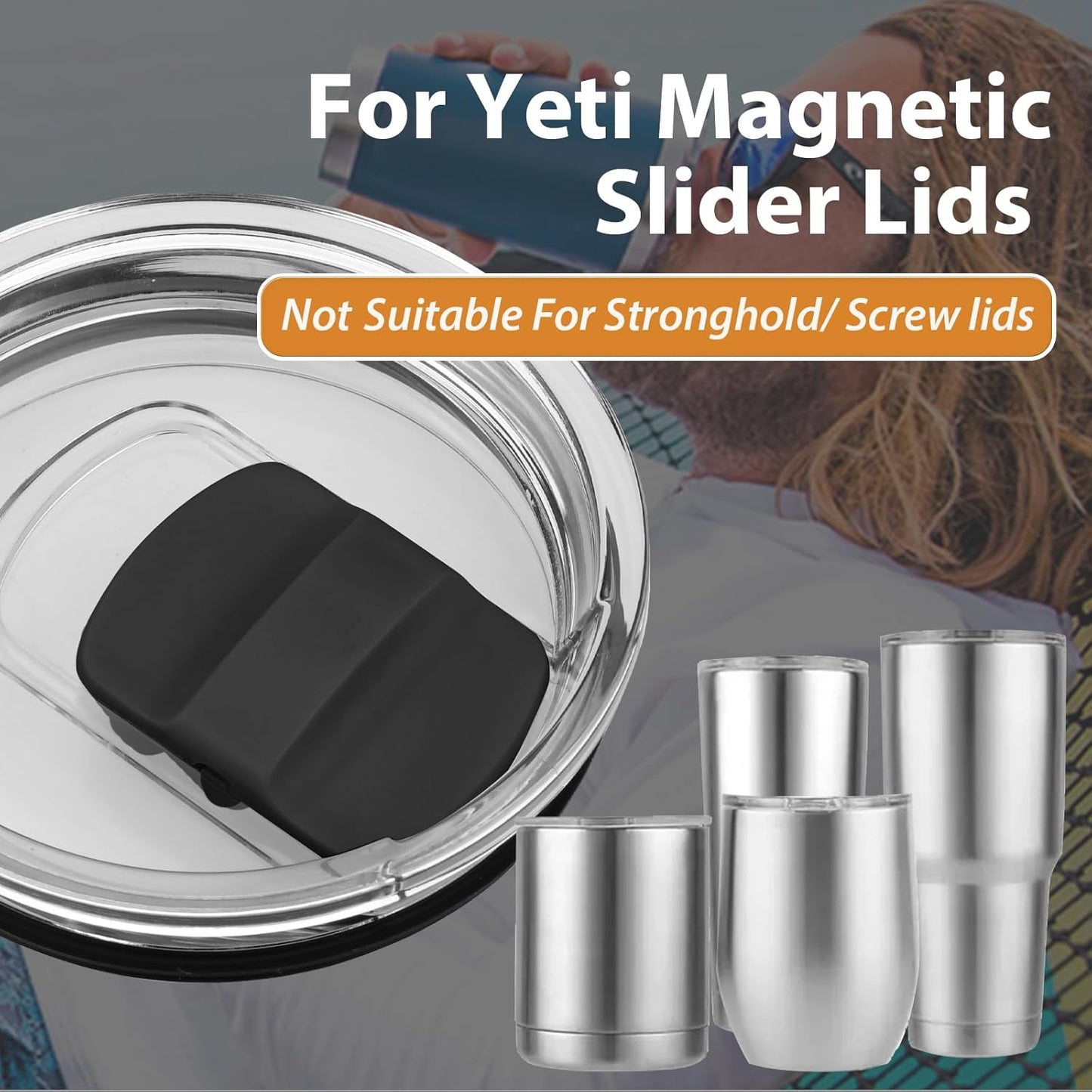 Magnetic Slider Replacement for Yeti, 5 Pcs Lid Slider Push Block Parts for Yeti Rambler, Ozark Trail, 10 oz, 14 oz, 16 oz, 20 oz, 26 oz, 30 oz Magnetic Lids  Black