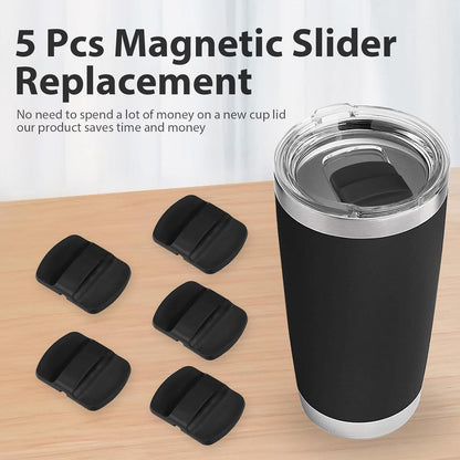 Magnetic Slider Replacement for Yeti, 5 Pcs Lid Slider Push Block Parts for Yeti Rambler, Ozark Trail, 10 oz, 14 oz, 16 oz, 20 oz, 26 oz, 30 oz Magnetic Lids  Black