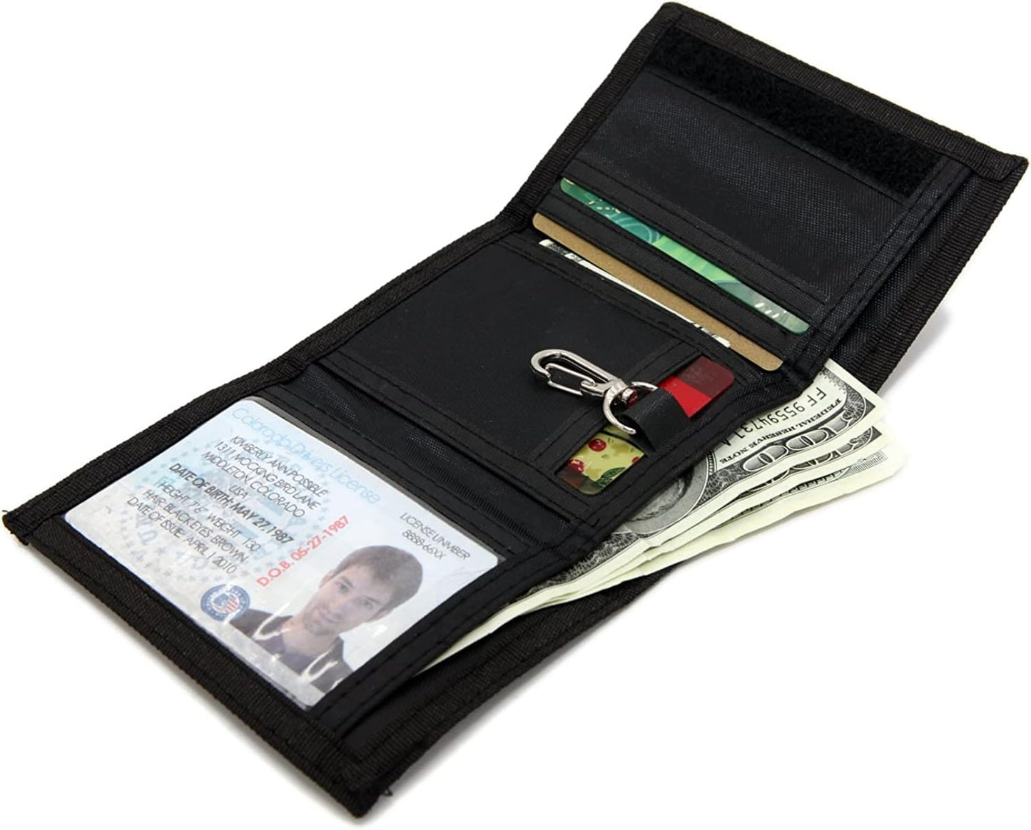 RFID Trifold Canvas Outdoor Sports Wallet for Kids - Front Pocket Wallet with Magic Sticker, camouflage, Small, Novelty