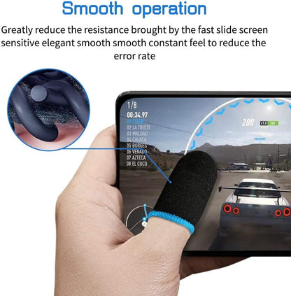 PUBG Mobile Finger Sleeves for Mobile Gaming | Pack of 10 | Thumb Sleeves for Mobile Gaming | PUBG COD Fortnite | Anti Sweat Anti Dryness Breathable | Finger Gloves (Blue)