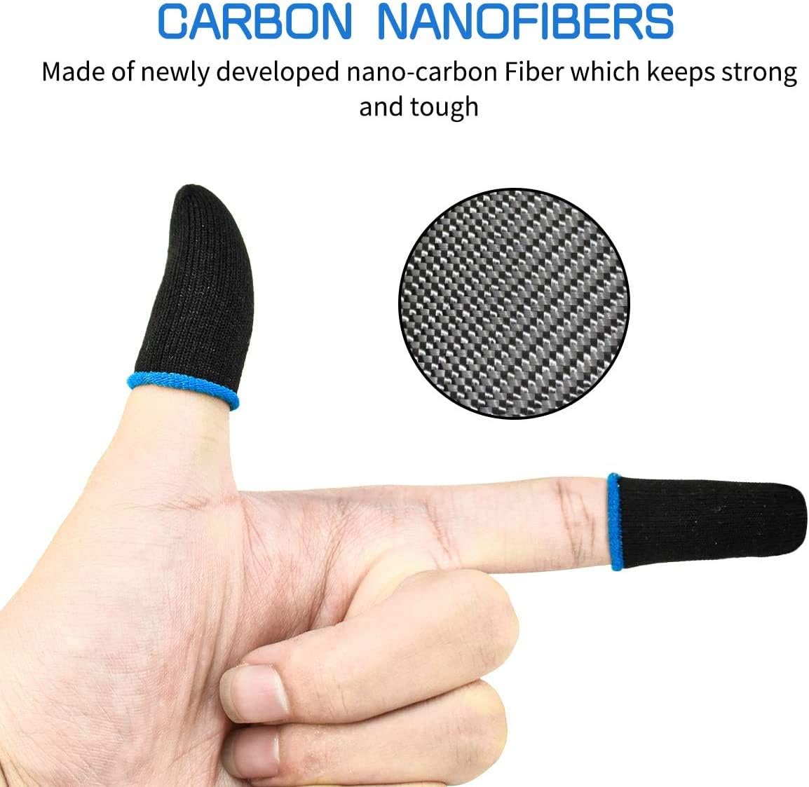 PUBG Mobile Finger Sleeves for Mobile Gaming | Pack of 10 | Thumb Sleeves for Mobile Gaming | PUBG COD Fortnite | Anti Sweat Anti Dryness Breathable | Finger Gloves (Blue)