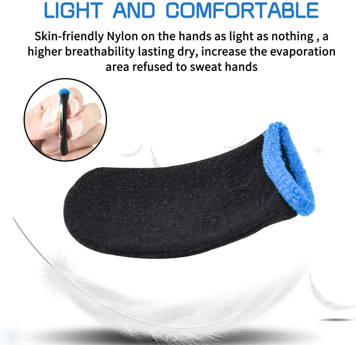 PUBG Mobile Finger Sleeves for Mobile Gaming | Pack of 10 | Thumb Sleeves for Mobile Gaming | PUBG COD Fortnite | Anti Sweat Anti Dryness Breathable | Finger Gloves (Blue)