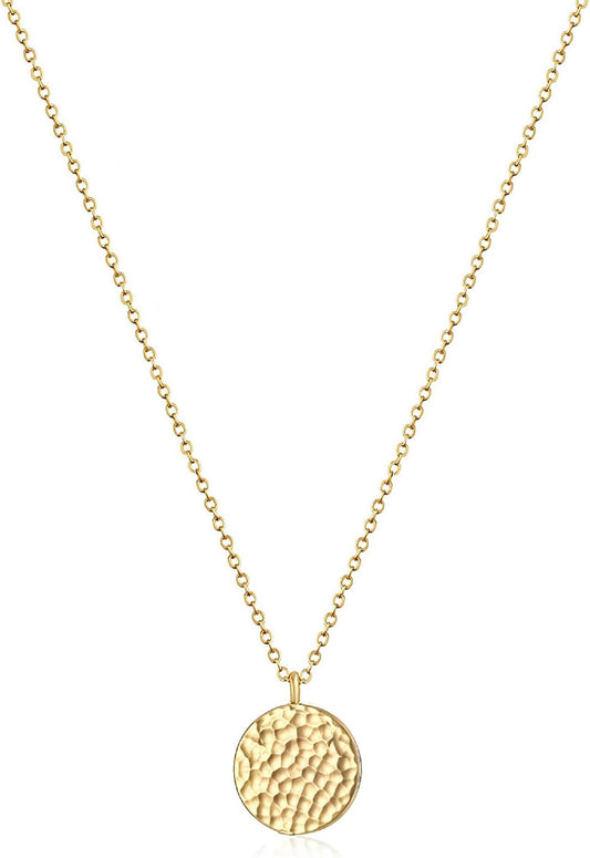 Moon Pendant Necklace 14K Gold Fill Dainty Hammered Moon Phase Gold Choker Simple Crescent Moon Full Moon Karma Circle Choker Necklace