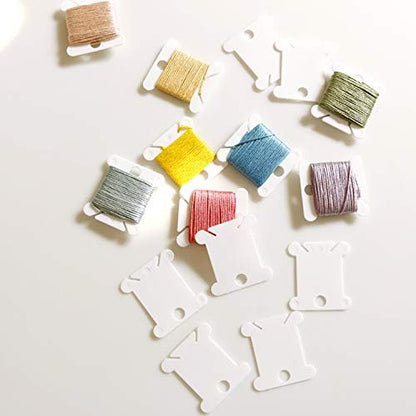 NEWMAY Plastic Floss Bobbins for Cross Stitch Embroidery Cotton Thread Craft DIY Sewing Storage, Thread Cards, Friendship Bracelet Bobbins, 120 Pieces, White