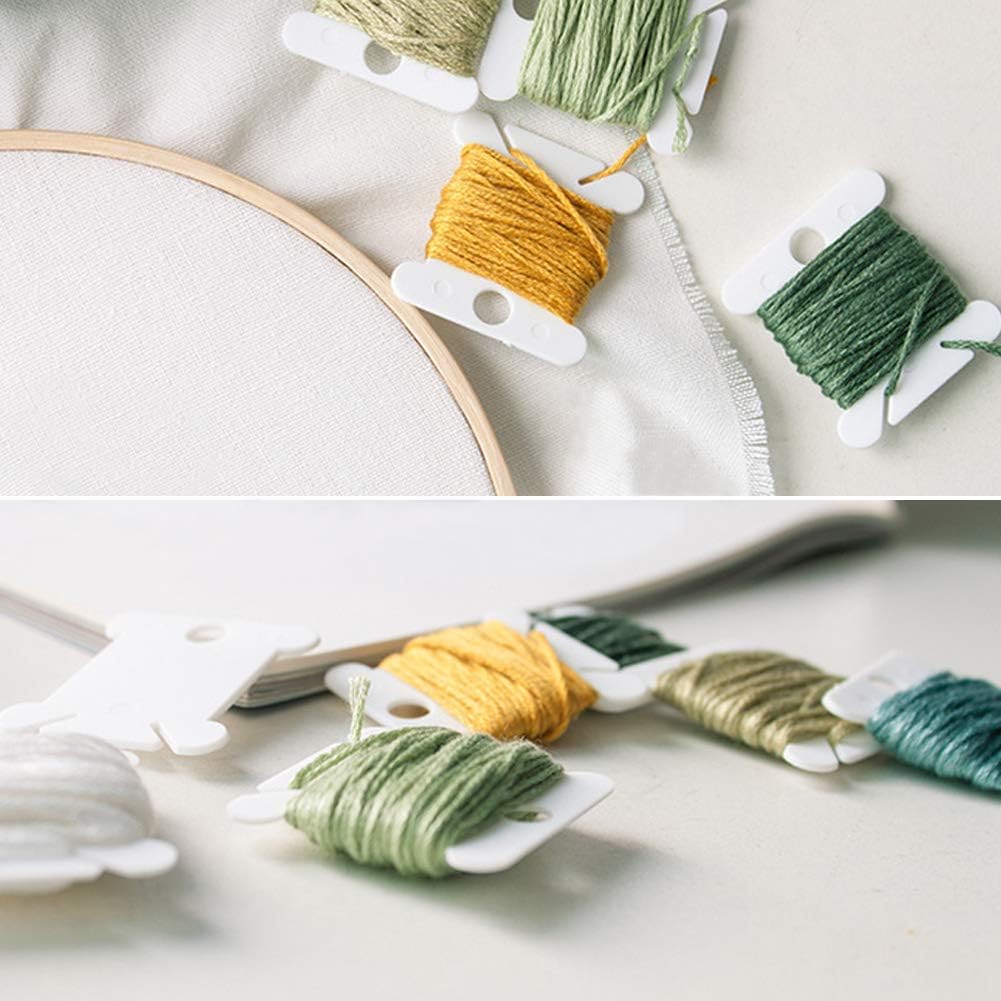 NEWMAY Plastic Floss Bobbins for Cross Stitch Embroidery Cotton Thread Craft DIY Sewing Storage, Thread Cards, Friendship Bracelet Bobbins, 120 Pieces, White