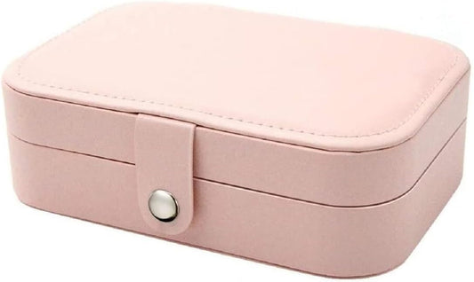 Small Jewelry Box, Travel Jewelry Organizer Portable Jewelry Storage Case for Necklace Earring Rings, Double Layer PU Leather Mini Jewelry Gift Box for Girls Women, Pink