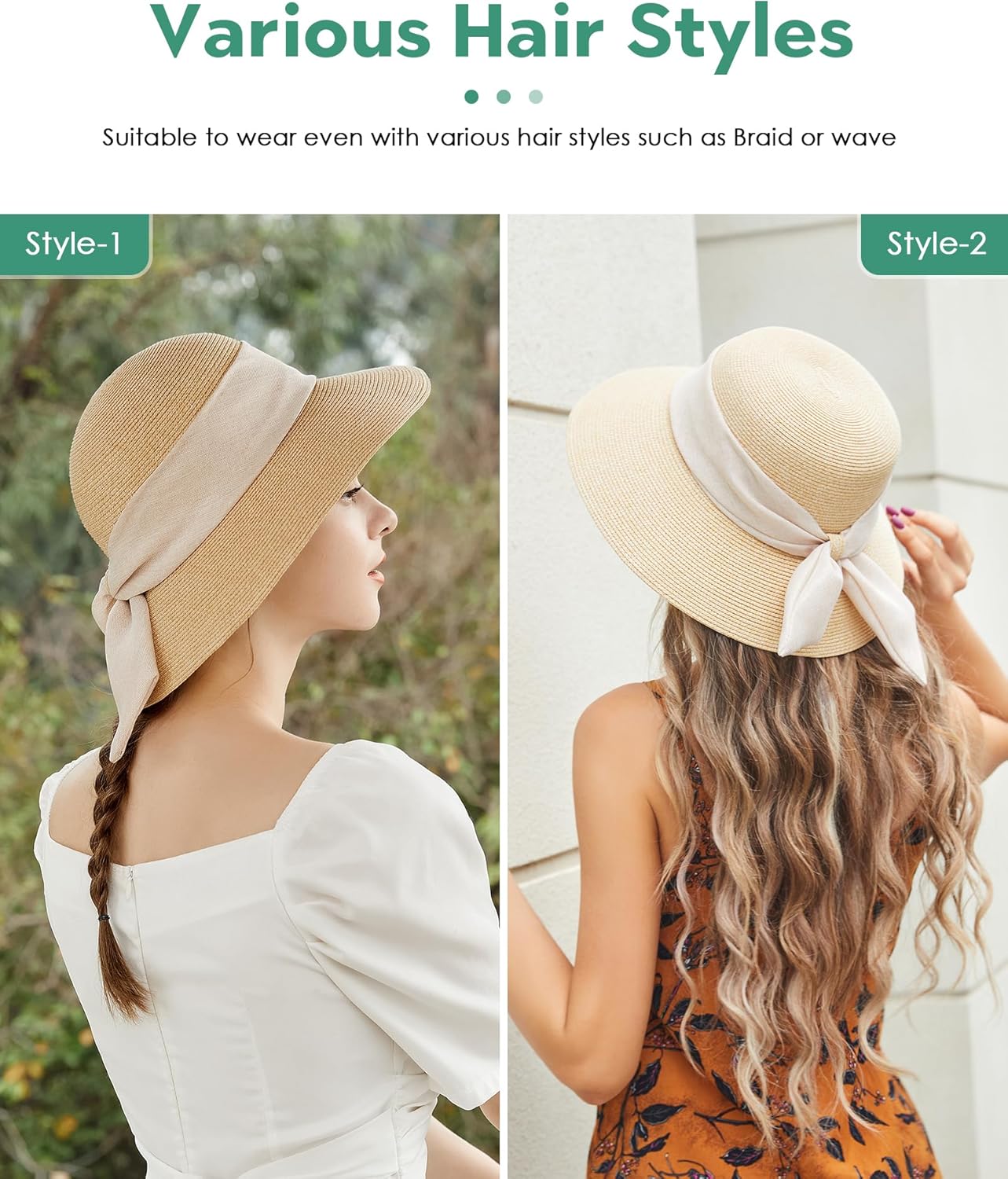 Sun Hat Womens Wide Brim Foldable Straw Hats Beach Sun Hats for Women Floppy Summer Hats UPF 50+
