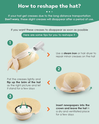 Sun Hat Womens Wide Brim Foldable Straw Hats Beach Sun Hats for Women Floppy Summer Hats UPF 50+