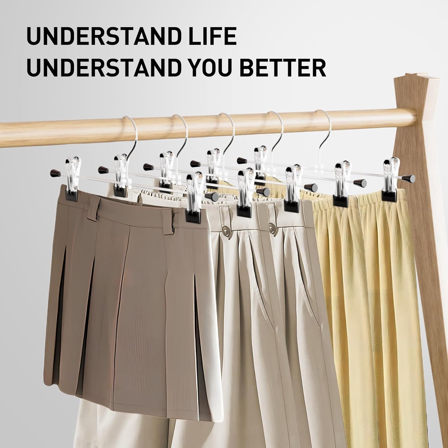 Clothes Hangers,  Adjustable Heavy Duty Hangers with Non-Slip Clips Pants Hangers Stainless Steel Skirt Coat Suit Hangers Stackable Coat Hangers Clothes Hook Space Saving (30 Pack)