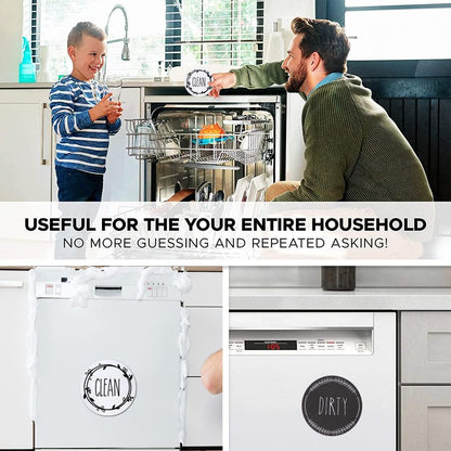 Dishwasher Magnet Clean Dirty Sign Farmhouse Dirty Clean Dish Washer Magnet Double Sided Universal Indicator with Magnetic for Kitchen Refrigerator