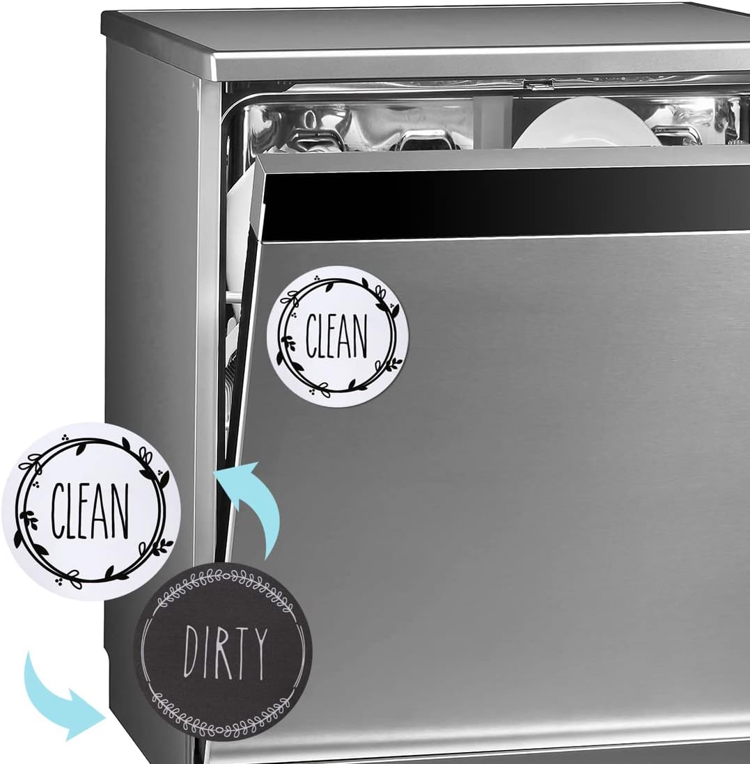Dishwasher Magnet Clean Dirty Sign Farmhouse Dirty Clean Dish Washer Magnet Double Sided Universal Indicator with Magnetic for Kitchen Refrigerator