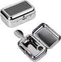 Pocket Ashtray, Portable Mini Ashtray, Stainless Steel Ashtray Windproof Ashtray with lid for Home Office Patio Outdoor Car Travel Camping Picnic Hiking Beach Fishing Cigarette (Black)