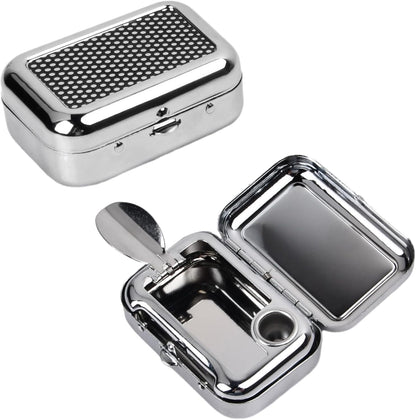 Pocket Ashtray, Portable Mini Ashtray, Stainless Steel Ashtray Windproof Ashtray with lid for Home Office Patio Outdoor Car Travel Camping Picnic Hiking Beach Fishing Cigarette (Black)