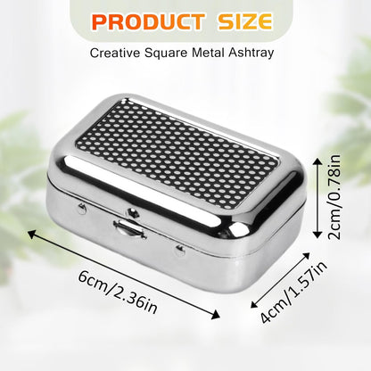 Pocket Ashtray, Portable Mini Ashtray, Stainless Steel Ashtray Windproof Ashtray with lid for Home Office Patio Outdoor Car Travel Camping Picnic Hiking Beach Fishing Cigarette (Black)