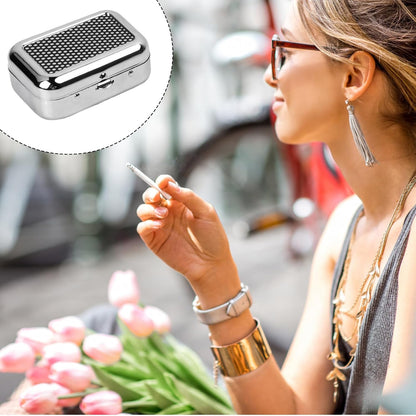Pocket Ashtray, Portable Mini Ashtray, Stainless Steel Ashtray Windproof Ashtray with lid for Home Office Patio Outdoor Car Travel Camping Picnic Hiking Beach Fishing Cigarette (Black)