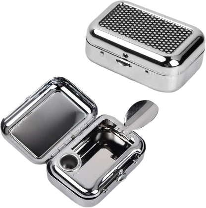 Pocket Ashtray, Portable Mini Ashtray, Stainless Steel Ashtray Windproof Ashtray with lid for Home Office Patio Outdoor Car Travel Camping Picnic Hiking Beach Fishing Cigarette (Black)