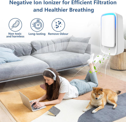 2 Pack Plug-In Negative Ion Ionizer for Home, Office, Kitchen, Bedroom, Bathroom - Filterless, Quiet Operation, Portable Mini Air Cleaner
