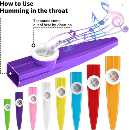 24 Pieces Plastic Kazoos Multi Colors Kazoo Musical Instruments Great Gift for Music Lovers Good Companion for Guitar, Ukulele, Violin, Piano Keyboard