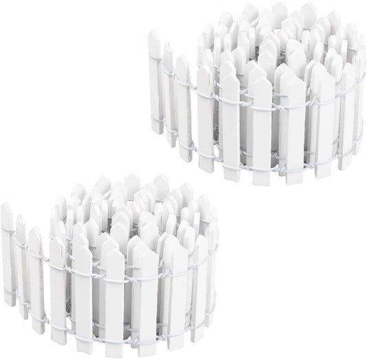 2Pcs 35x2 Inch Mini Wooden Garden Fence, Miniature Fairy Gardens Fence, Ornament Fences Picket Fence Decorative Fence for Home Dollhouse Micro Landscape Plant Pot Fairy Garden (White)