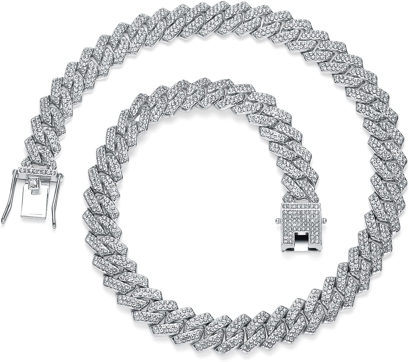 13mm Cuban Link Chain For Men Women Iced Out Chain Miami Cuban Necklace Bling Diamond Chains Hip Hop Jewelry