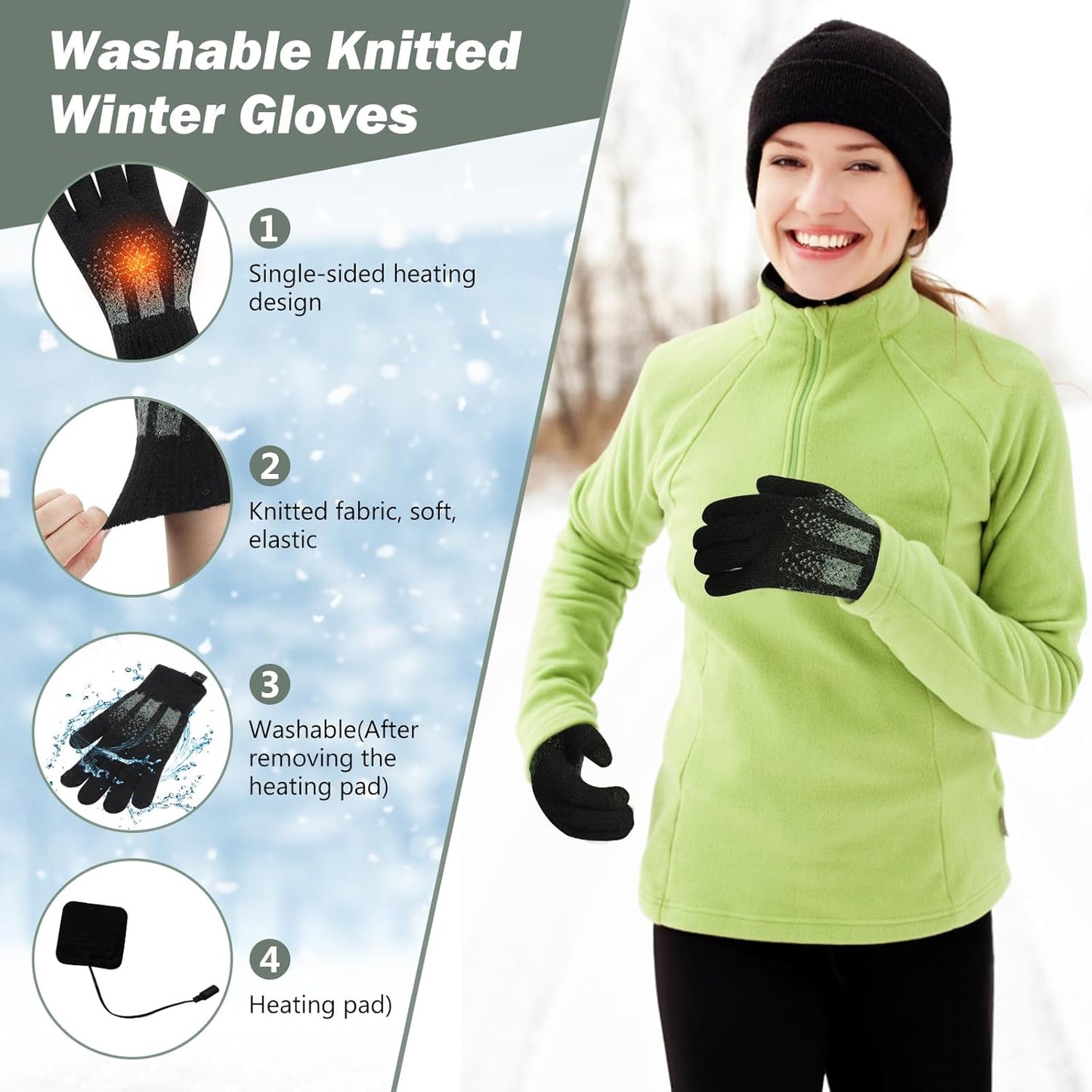 USB Heated Gloves, Winter Warm Heated Gloves Touchscreen Gloves Hand Warmers Work Gloves Unisex Washable Knitting Glove (style2)