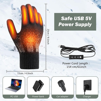 USB Heated Gloves, Winter Warm Heated Gloves Touchscreen Gloves Hand Warmers Work Gloves Unisex Washable Knitting Glove (style2)