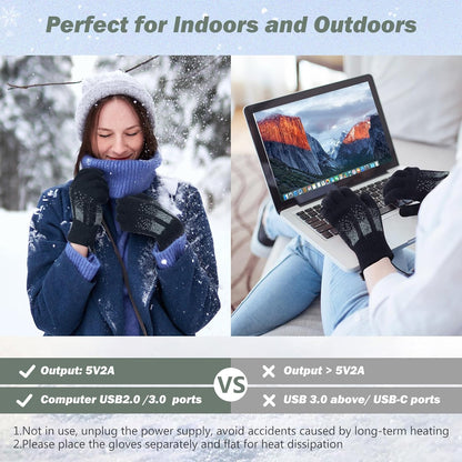 USB Heated Gloves, Winter Warm Heated Gloves Touchscreen Gloves Hand Warmers Work Gloves Unisex Washable Knitting Glove (style2)
