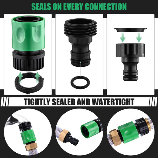 16 Pieces Garden Water Hose Quick Connectors,3/4 Inch GHT Male and Female Water Hose Quick Connect Fittings with 10 Pieces Rubber Washer