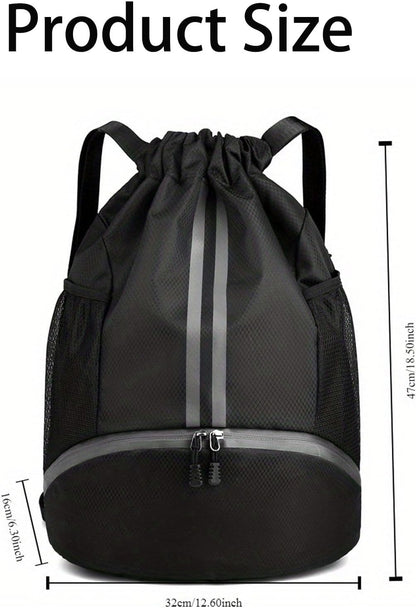 Soccer Bags, Drawstring Backpack Gym Bag with Shoe Compartment and Mesh Pockets for Soccer Basketball Volleyball Football Sports Gym