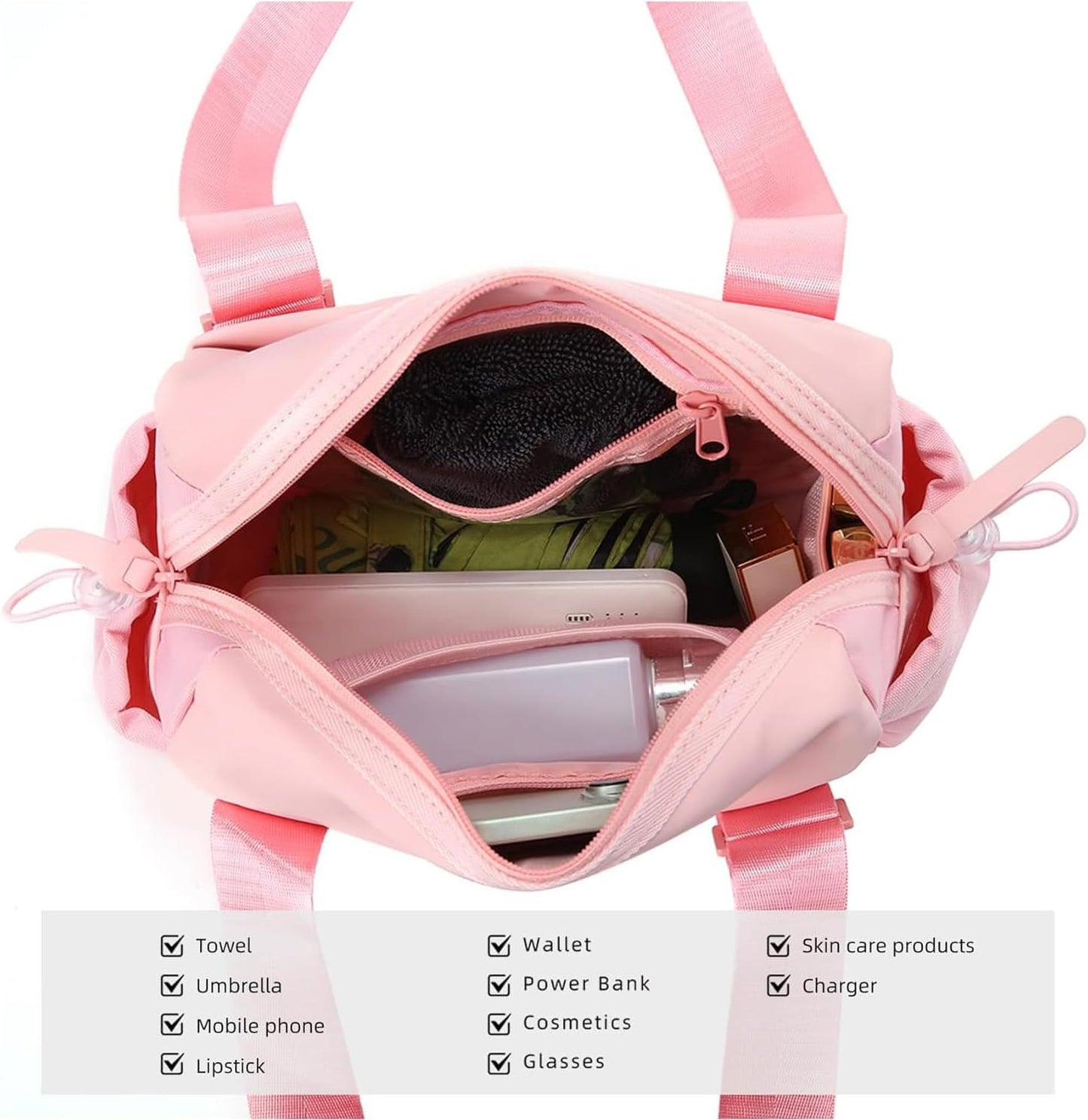 Mini Gym Bag for Women, Small Duffle Bag with Wet Compartment, Lightweight Waterproof Cute Tote for Girls Workout Sport Travel (Pink)