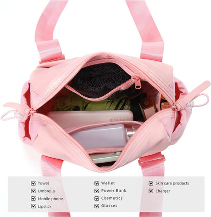 Mini Gym Bag for Women, Small Duffle Bag with Wet Compartment, Lightweight Waterproof Cute Tote for Girls Workout Sport Travel (Pink)
