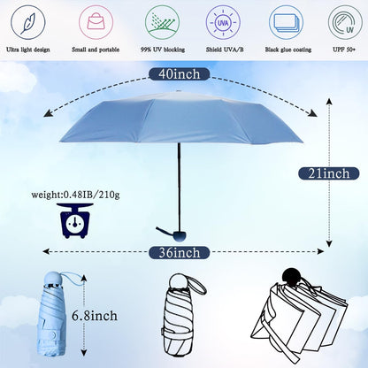 Travel Compact Rain Umbrella Lightweight Portable Folding Umbrella for Car Backpack Purse Men Women