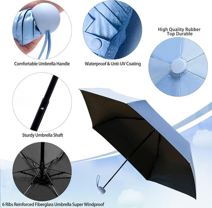 Travel Compact Rain Umbrella Lightweight Portable Folding Umbrella for Car Backpack Purse Men Women