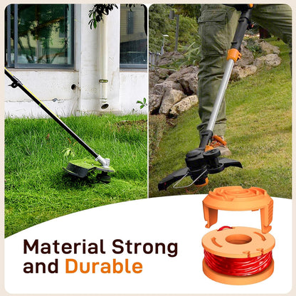 7Pack WA0010 WA0004 Replacement String Trimmer Spool Compatible with Worx WG154 WG162 WG163 WG170 WG151 WG180 Autofeed Weed Eater,Spool Line 10ft 0.065'' and WA6531 Cover Cap (6Spool + 1Cap)