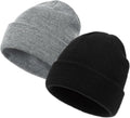 2 Pack Beanies for Men Women,Warm Winter Hat,Unisex Toque Bonnet,Knit Cuffed Beanie