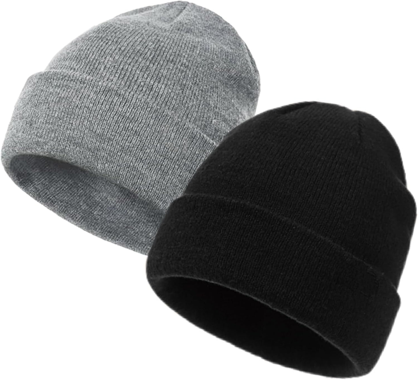 2 Pack Beanies for Men Women,Warm Winter Hat,Unisex Toque Bonnet,Knit Cuffed Beanie