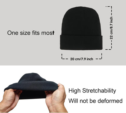2 Pack Beanies for Men Women,Warm Winter Hat,Unisex Toque Bonnet,Knit Cuffed Beanie