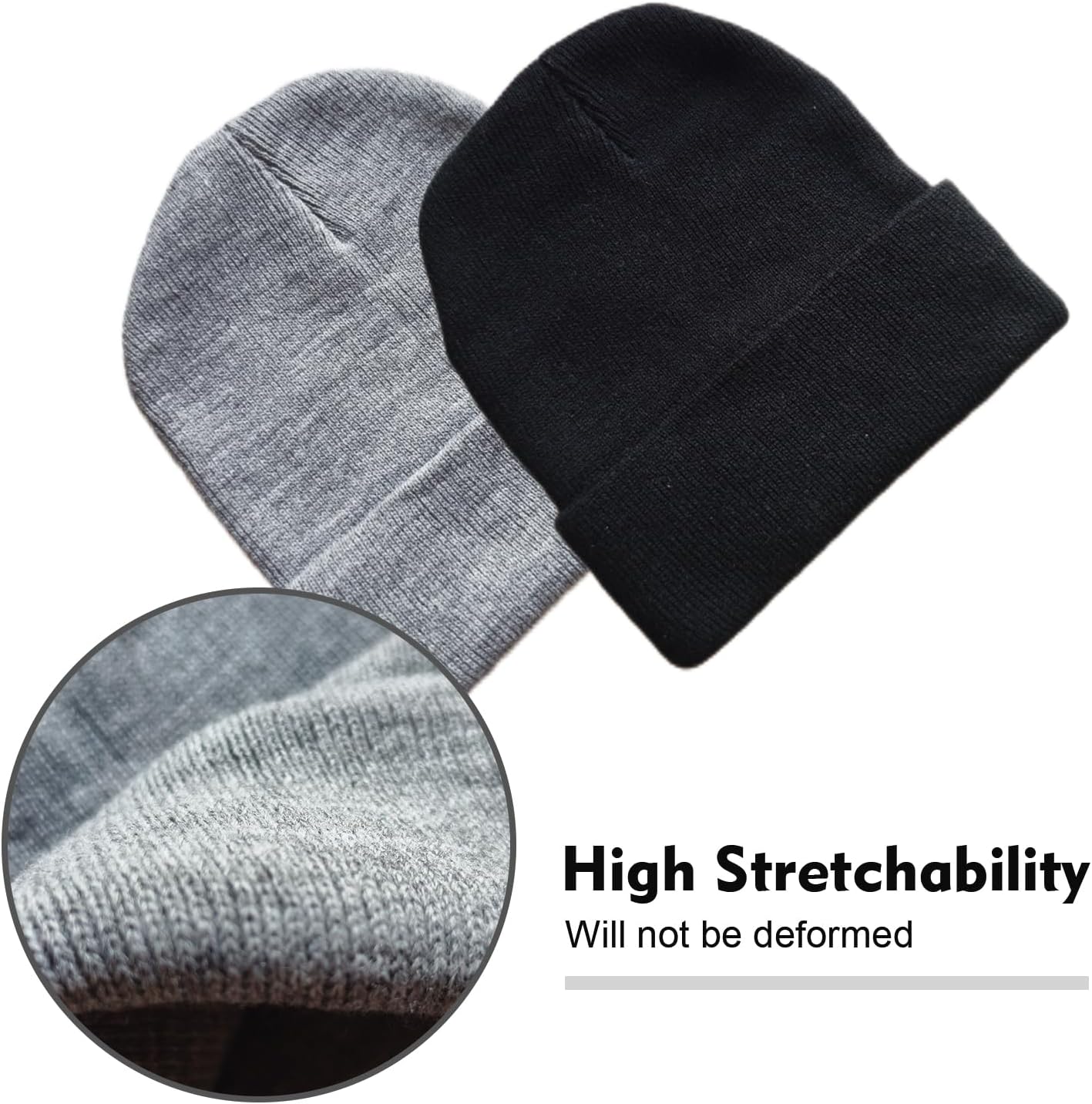 2 Pack Beanies for Men Women,Warm Winter Hat,Unisex Toque Bonnet,Knit Cuffed Beanie