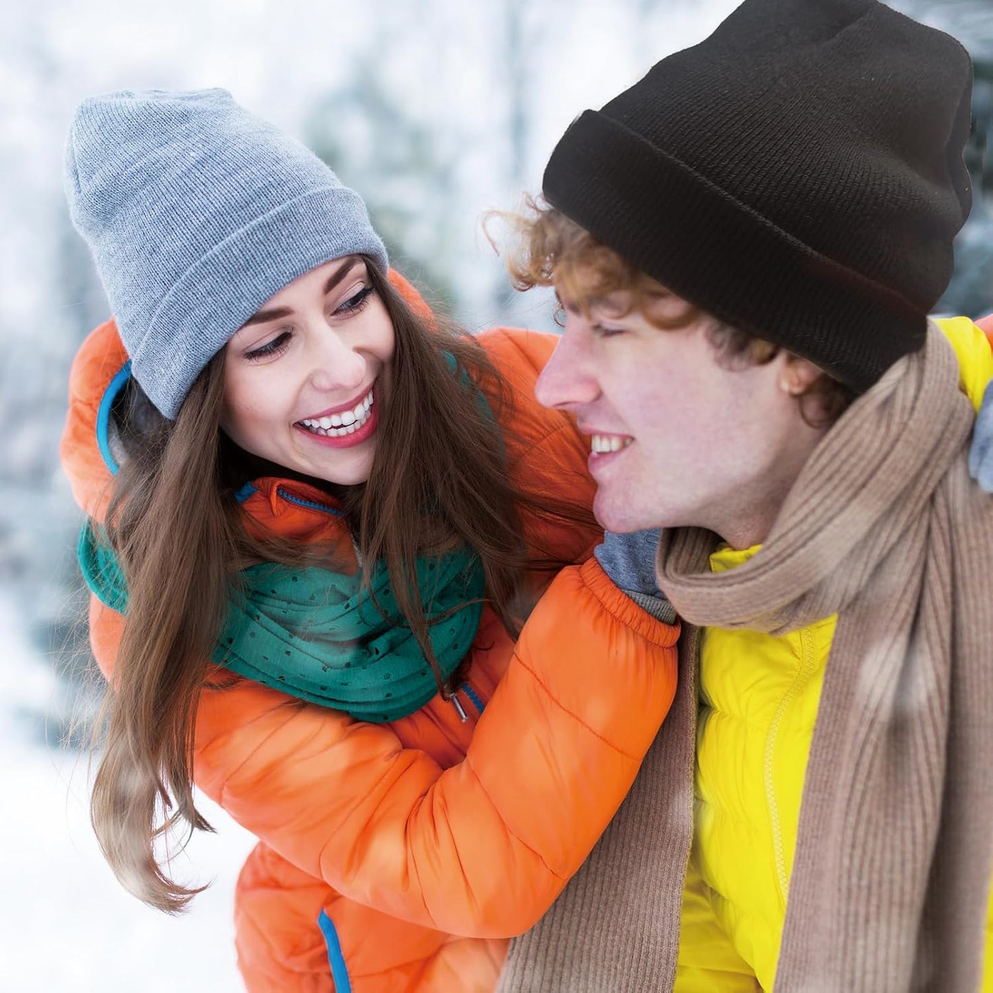 2 Pack Beanies for Men Women,Warm Winter Hat,Unisex Toque Bonnet,Knit Cuffed Beanie