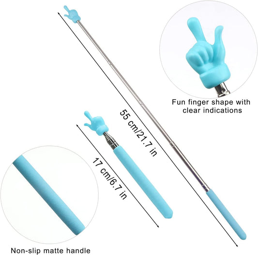 4 Pcs Telescopic Teachers Pointer, Extendable Whiteboard Finger Pointer Stick, Mini Retractable Classroom Pointer for Elementary School Kindergarten Teacher,Guides, Coach,Extends to 21.65"