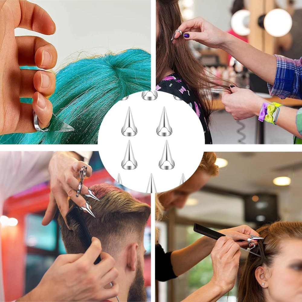 10 pcs Hair Parting Ring Alloy Beard Braiding Silver, Hair Selection Tool, Hair Coloring,Hair Finger Parting Tool, Hair Parting Tool Finger Pinky Parting Tool for Braids Selecting Tool Sectioning Ring parting Ring, Alloy Durable Dreadlocks Braids Selectin