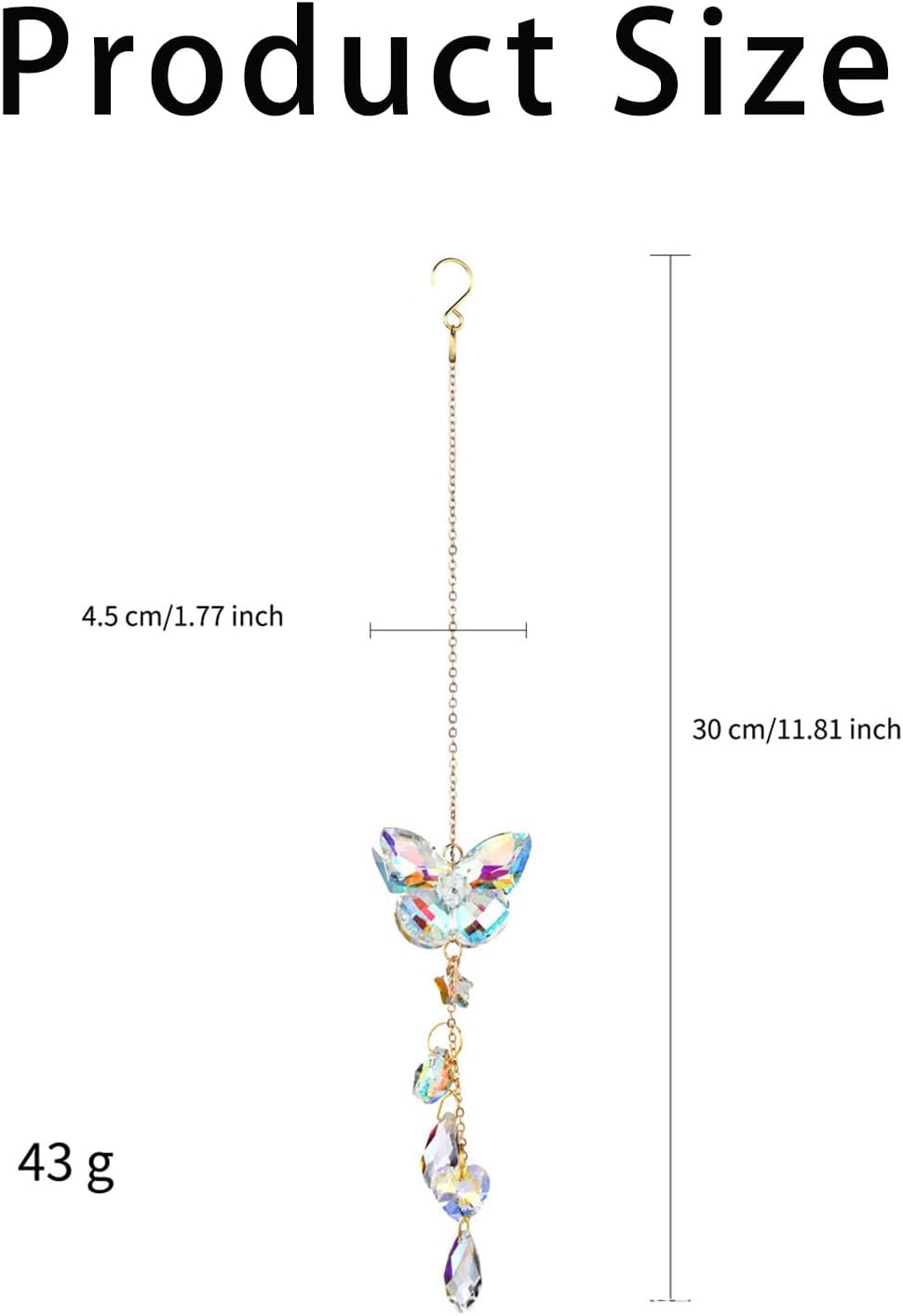Crystal Butterfly Sun Catcher Window Hanging Decoration Rainbow Maker, Car Mirror Hanging Accessories, Rear View Mirror Hanging Décor