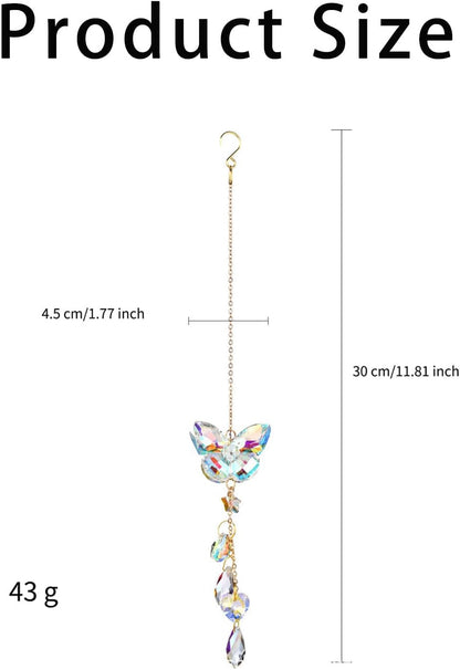 Crystal Butterfly Sun Catcher Window Hanging Decoration Rainbow Maker, Car Mirror Hanging Accessories, Rear View Mirror Hanging Décor
