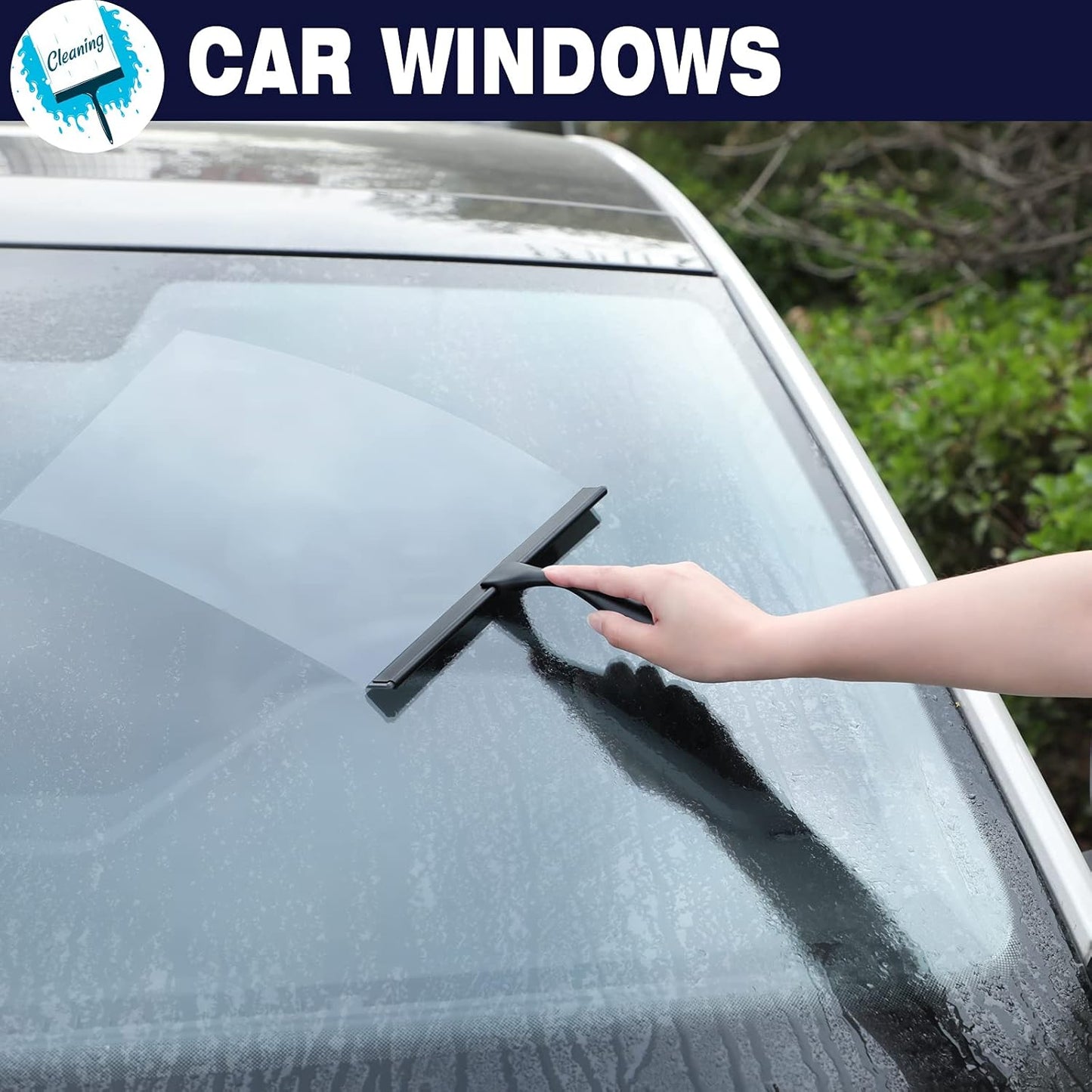 Shower Squeegee, 10-Inch Matte Black All-Purpose Stainless Steel Squeegee for Bathroom, Doors, Mirrors, Tiles and Car Windows - 100% Streak Free