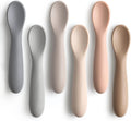 6 Pack Baby Spoons, Shorter Length for Self Feeding, First Stage Food Grade Silicone, 6+ Months, Training Dishwasher Safe & Boil-proof -
