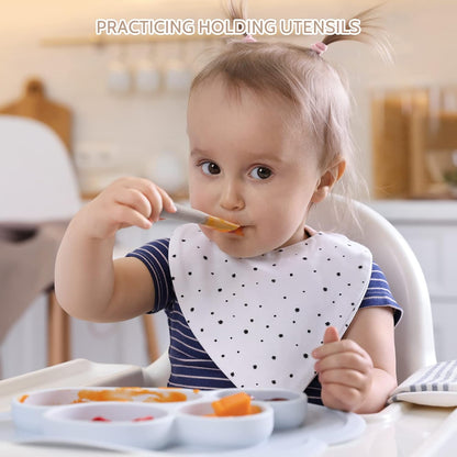6 Pack Baby Spoons, Shorter Length for Self Feeding, First Stage Food Grade Silicone, 6+ Months, Training Dishwasher Safe & Boil-proof -